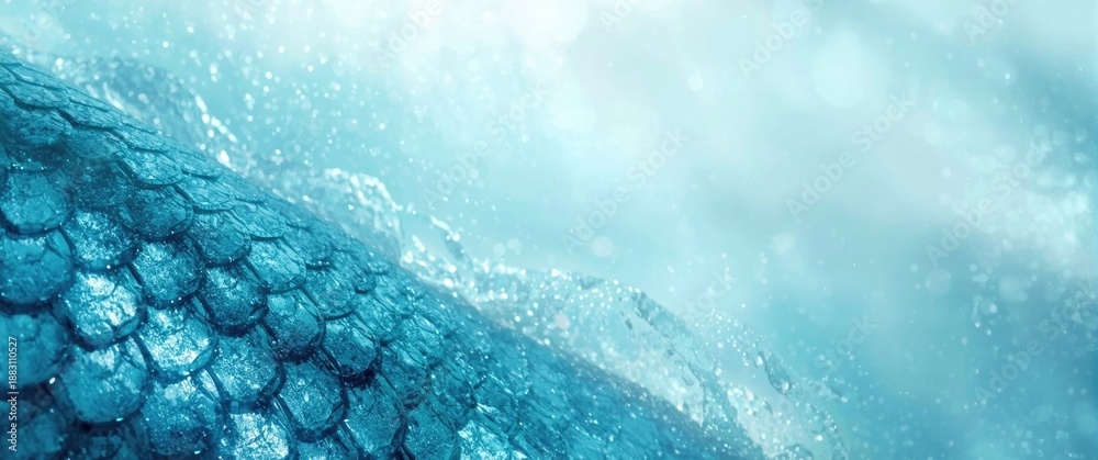 Fototapeta premium Background Featuring Blue Green Scales of a Mermaid or Dragon in 3D