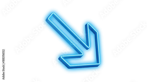 A neon-like blue arrow pointing to the left. The arrow is outlined and has a glowing effect, giving it a three-dimensional appearance 