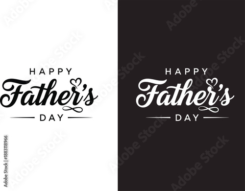 A split design showcases happy father s day text in contrasting black and white color schemes emphasizing celebration high quality professional