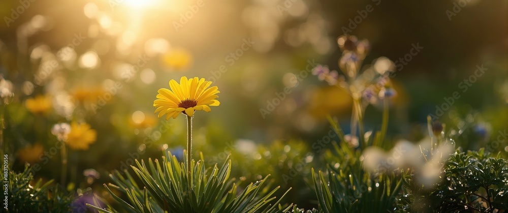 Obraz premium Ornamental yellow hybrid flower of Dimorphotheca ecklonis or Cape Marguerite, part of the Asteraceae family, ideal for floral gardens during summer and spring in Africa