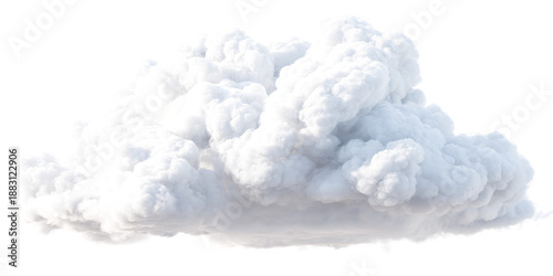 Isolated fluffy white cloud on transparent background, cutout for compositing and design