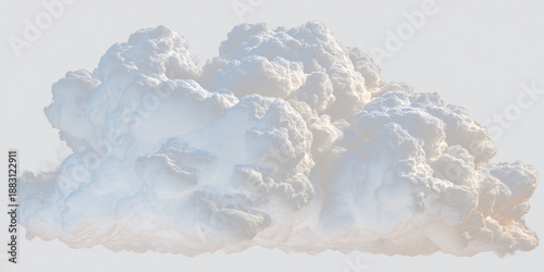 Realistic cumulus cloud, isolated on a transparent background, atmospheric element