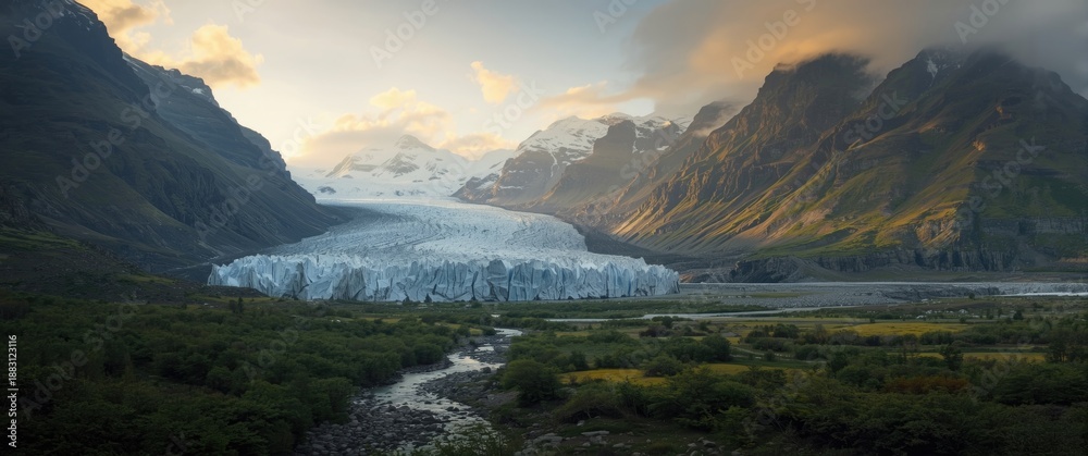 Obraz premium Nature and travel scene featuring Briksdal glacier in Norway
