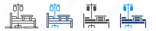 hospital bed icon set multiple style