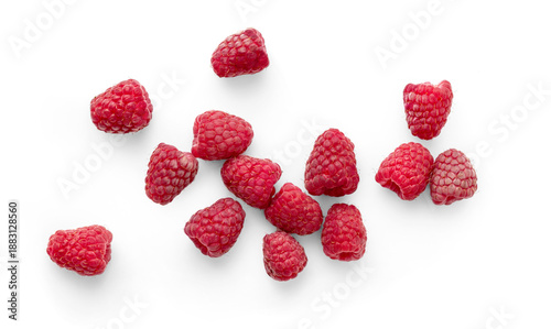 Canvastavla Vibrant Raspberries in Close-Up on a White Background