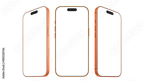 Orange Phone set on an isolated background with a transparent screen for web, App UI, and presentation.
