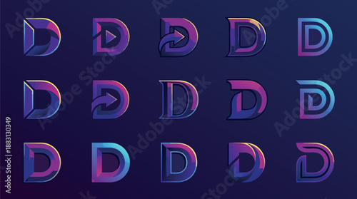  D typography, D letter, D logo