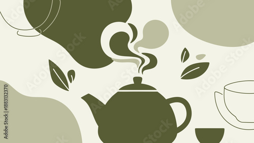 Minimalist Tea Time: A Calming Digital Illustration Depicting a Relaxing Moment