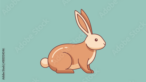 Cartoon Bunny on Teal Background