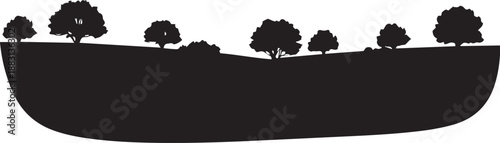 Rolling hills with trees silhouette vector illustration background