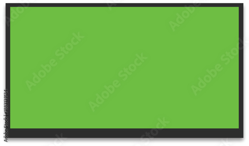 Modern Flat Screen TV Mockup Vector. Minimalist Television Display with Chroma Key Green Screen and Blank White Placeholder, Slim Bezel Smart TV Monitor for Presentation and UI UX Design