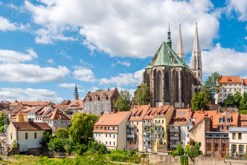 Tableau sur toile Summer cityscape of Görlitz with parish church of St Peter and Paul, photographed from the Polish side, Saxony, Germany, Europe