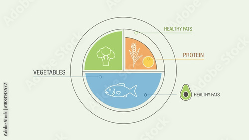 Nutrition Plate Diagram Presenting the Food Groups, Healthy Eating, And Dietary Guidelines