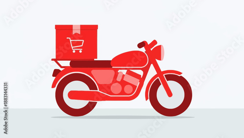 Motorcycle Delivering Package with Shopping Cart Icon Expressing Online Order Delivery
