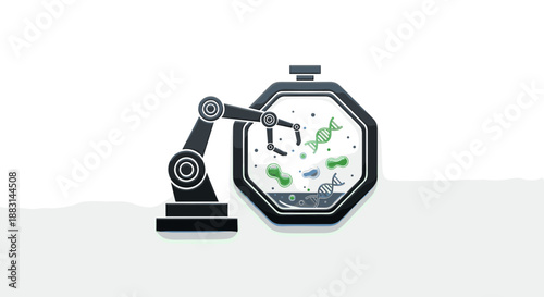 Industrial robotic arm assembly line.