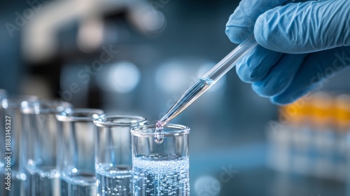 Hands hold a swab and insert it into a test tube for DNA collection in a laboratory setting during working hours