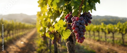 Saint Emilion vineyard with ripe red Merlot grapes before harvest