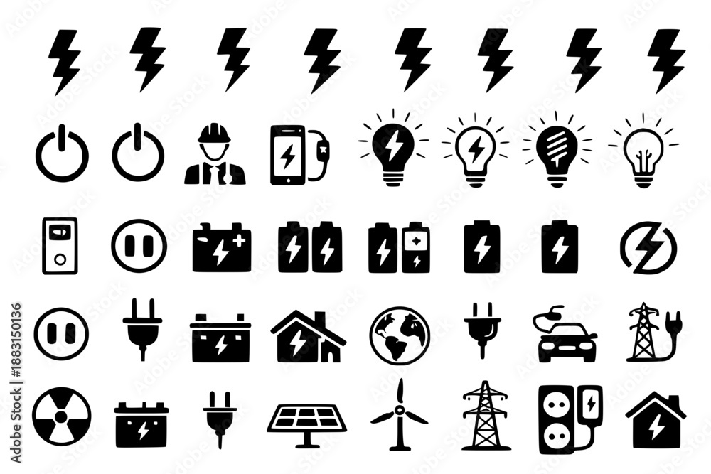 Obraz premium Power and Energy Icons Set