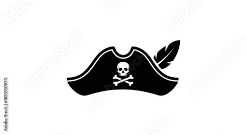 Pirate hat with skull symbol.