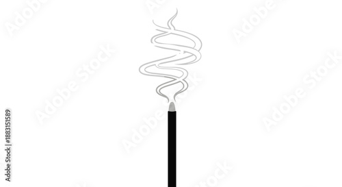 Smoking cigarette with swirling smoke.