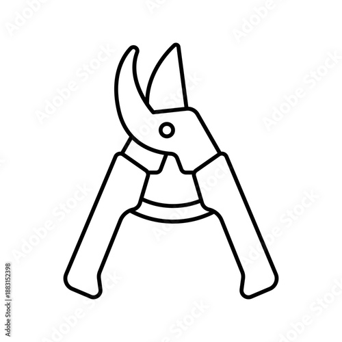 Gardening plant cutter pruning shears line art icon
