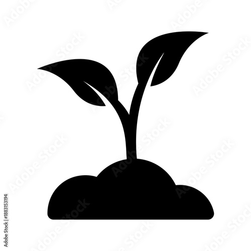 Green tree sapling growth nature solid glyph icon
