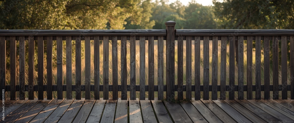 Obraz premium Wooden Fence Surrounding Porch