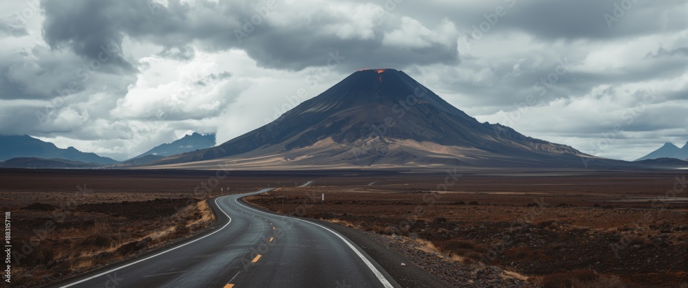 Fototapeta premium Path leading to Piton de la Fournaise volcano, Reunion island, Indian Ocean, France