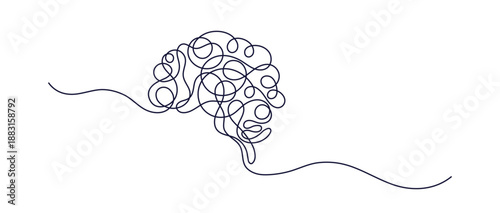 Continuous line of human brain icon Mental health