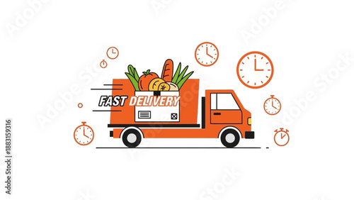 Reliable Fresh Food Delivery Truck Delivering Groceries With Speed and Punctuality