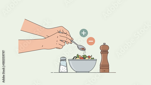 Seasoning Fresh Salad: Adding Flavor with Pepper and Salt for a Tasty Meal