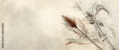 Canvas art print featuring grunge seed head and branch silhouette with copy space © TheWaterMeloonProjec