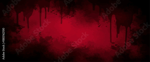 Dark Red Grunge Background with Dripping Blood Splatter Texture