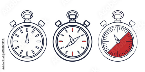 Stopwatch Icon Set – Timer and Time Measurement Vector Icons Bundle.

