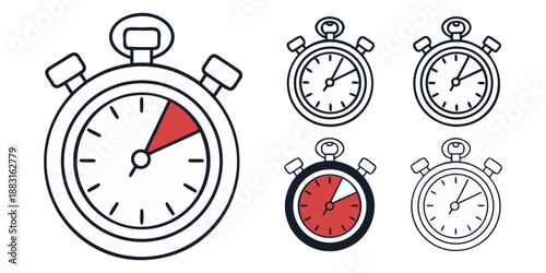 Stopwatch Icon Set – Timer and Time Measurement Vector Icons Bundle.

