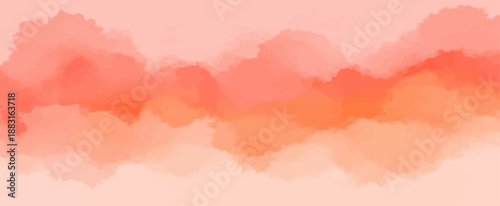 Soft Coral Watercolor Wash Abstract Vector Background Banner
