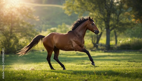 Arabian horse in a paddock, emphasizing breed traits and outdoor setting
