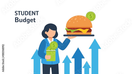 Student Budget Meal Planning Illustrated With Financial Growth Concepts