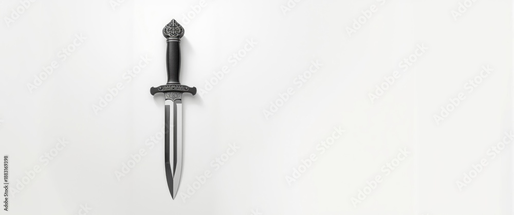 Fototapeta premium Bayonet dagger displayed on a white background