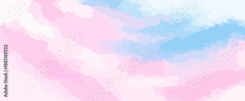 Soft Pastel Abstract Background with Watercolor Texture in Pink and Blue Dreamy Sky Wash Vector Illustration