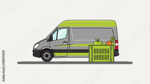 Van Delivering Fresh Produce Box Promoting Local Food Delivery Services