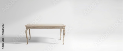 Isolated white wood table surface with empty light setting on white background