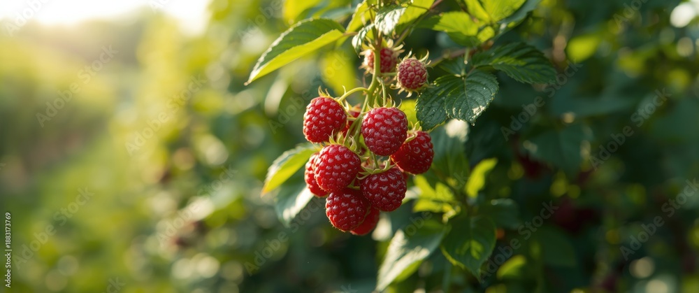 Obraz premium Cultivating a Raspberry Plantation