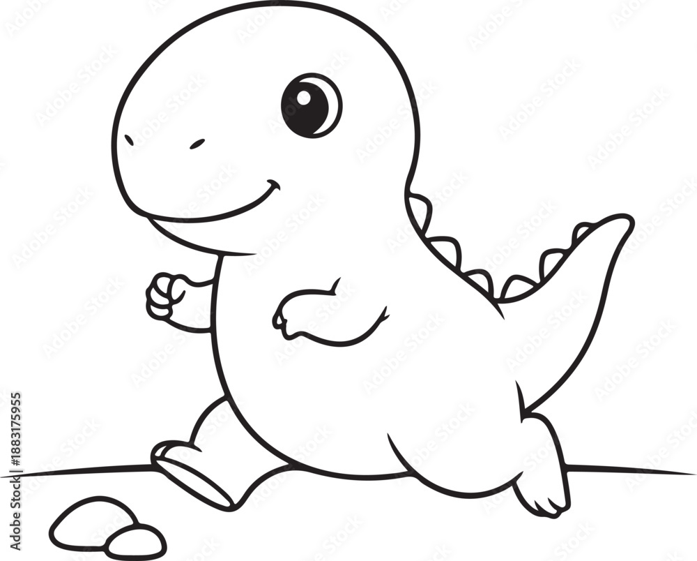 Fototapeta premium Dinosaur coloring page for kids and adults