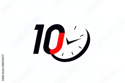Modern graphic design combining the number ten with a clock face, symbolizing timing and deadlines.