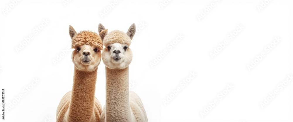 Obraz premium Two alpacas with medium and light fawn coloring - Lama Pacos