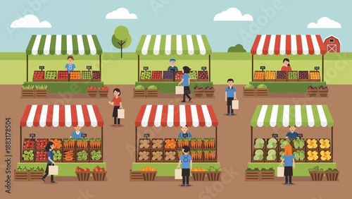 Vibrant Farmers Market Scene: Fresh Produce and Community Gathered Together