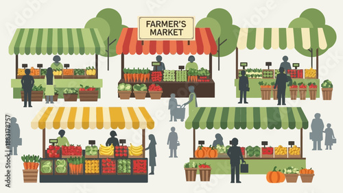 Vibrant Farmers Market Scene Showcasing Fresh Produce and Community Gathering