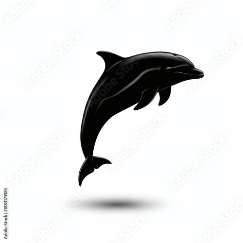 Dolphin Silhouette Isolated on White Background