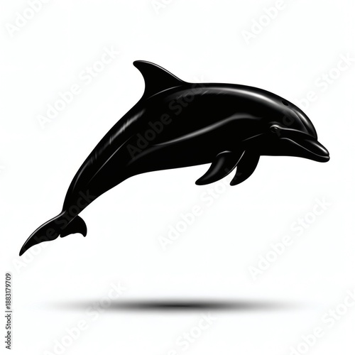 Dolphin Silhouette Isolated on White Background